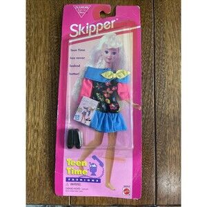 Teen Time Fashions Skipper 1995 Dress With Neon Colors Shoes And Magazine NRFB